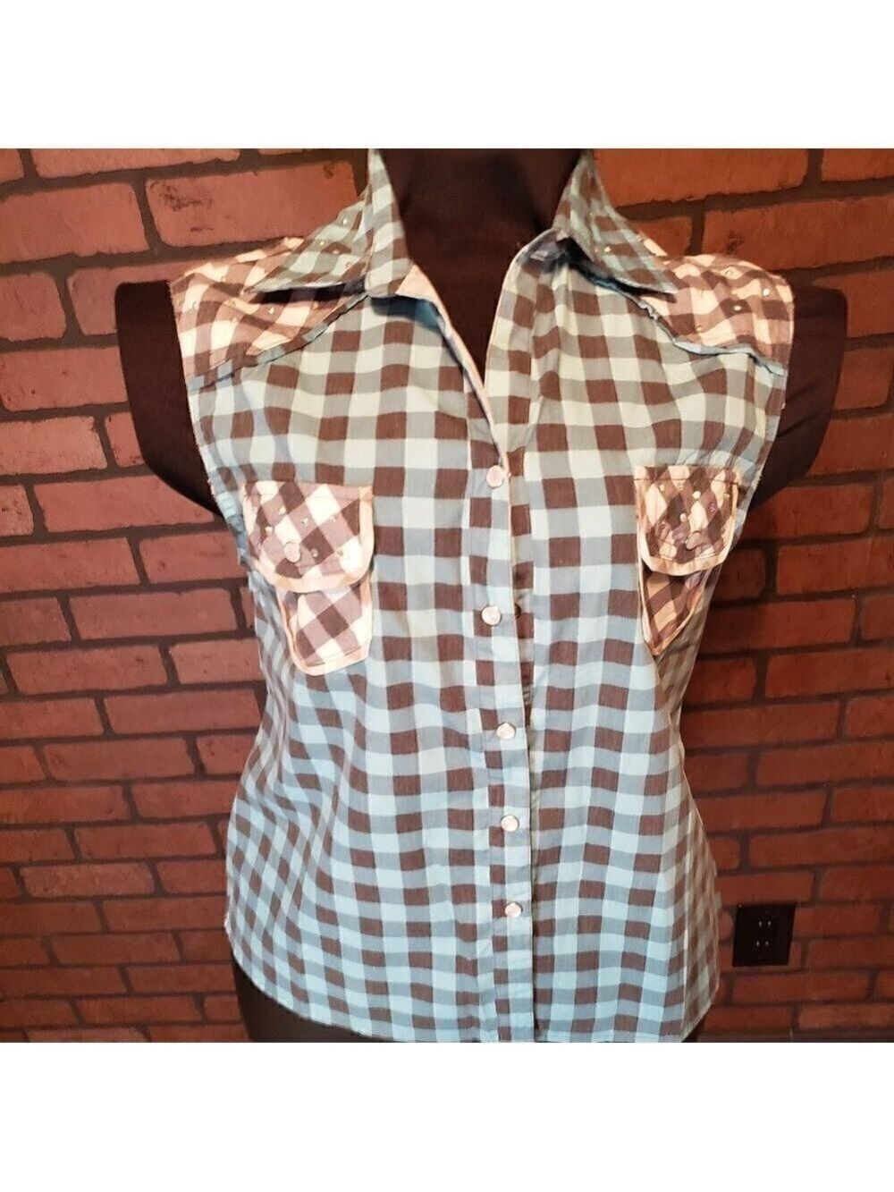 Fat Rat Family Gingham Rebel Pearl Snap Top